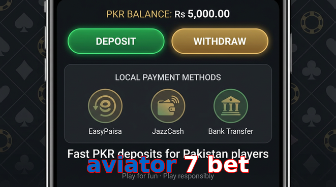 Deposit and withdrawal screen with PKR methods